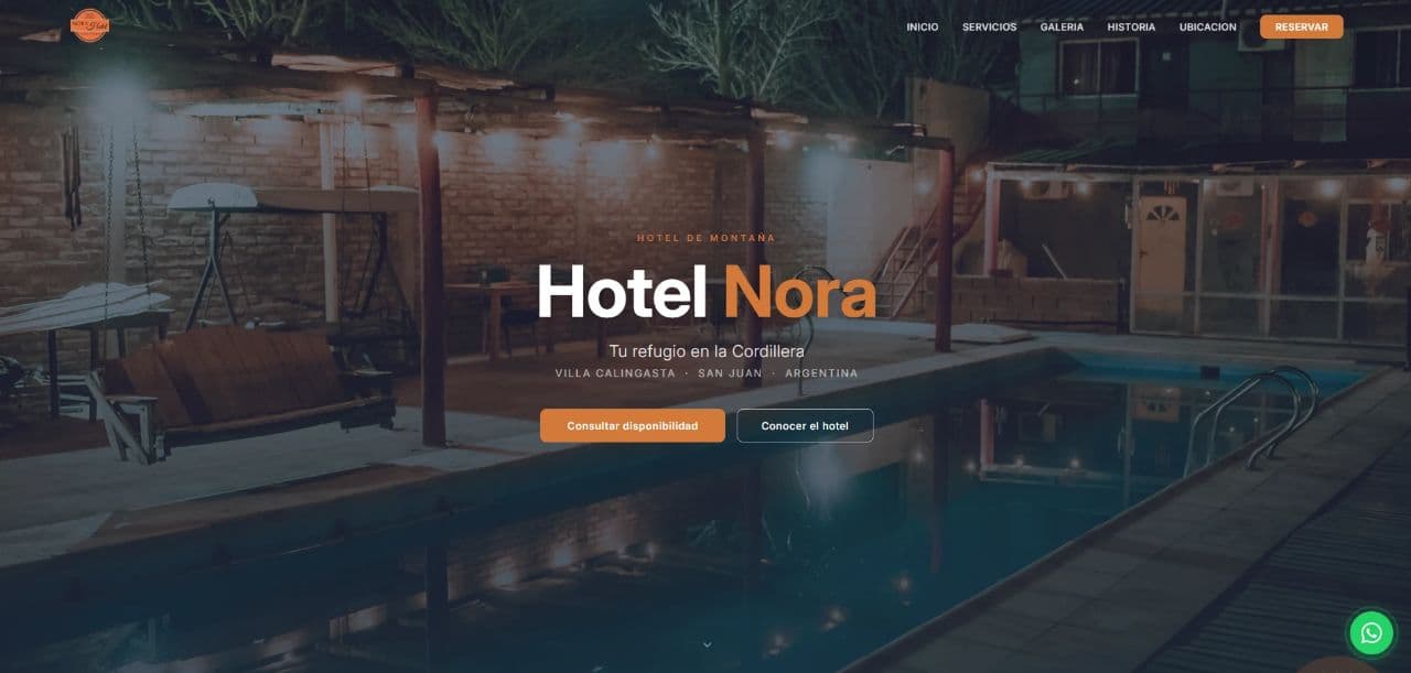 Captura del sitio de Hotel Nora